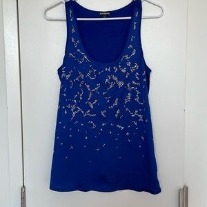 Royal blue embellished express tank top; never worn